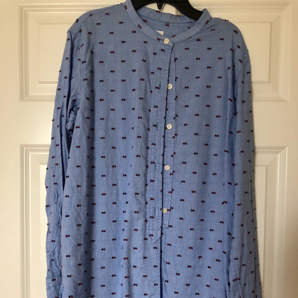 Blue Long Sleeve Blouse 